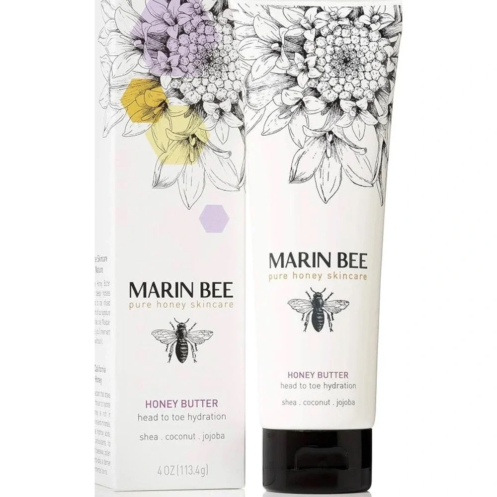 Marin Bee Pure Honey Skincare Butter Body Cream 4oz Shea Coconut Jojoba NEW